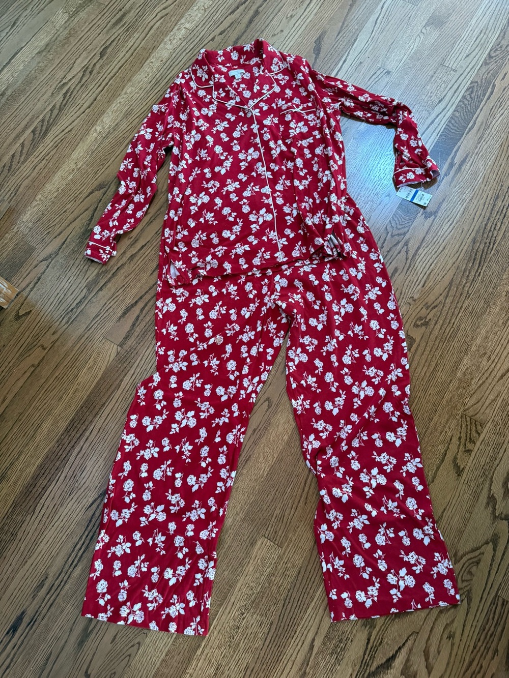 Charter Club Red Floral Button-Front Pajama Set